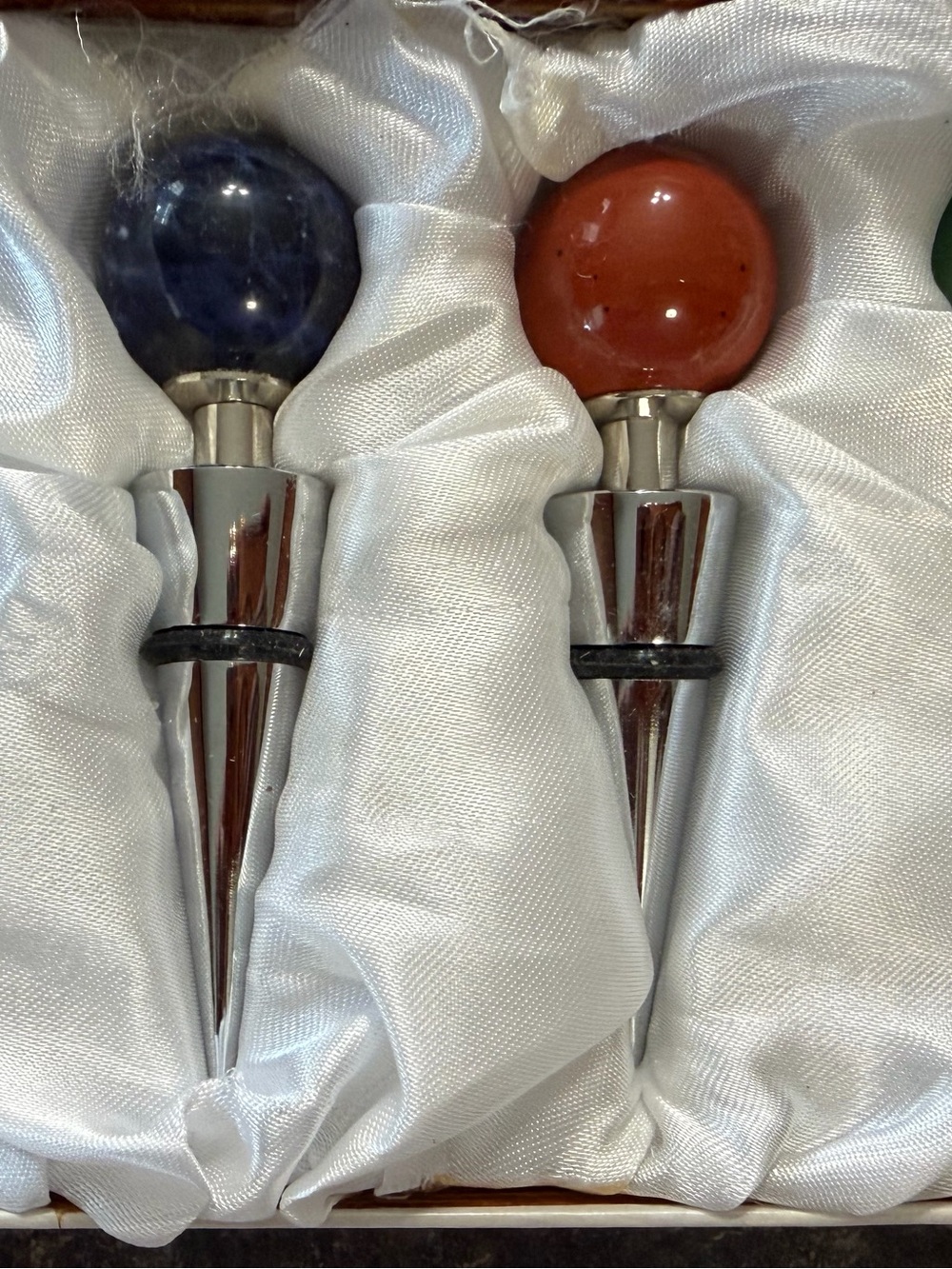 Stone Sphere Wine Bottle Stopper Set - Blue and Orange
